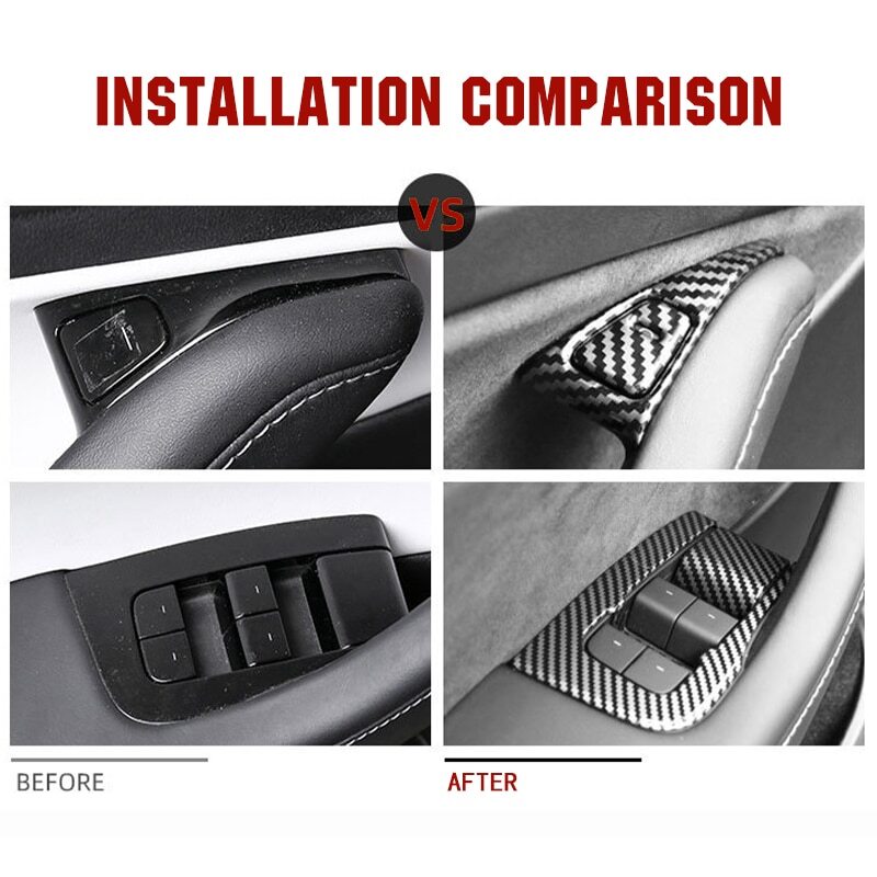 for Tesla Model 3 Y 2021-22 Car Window Lifter Switch Button Decor Cover Stickers