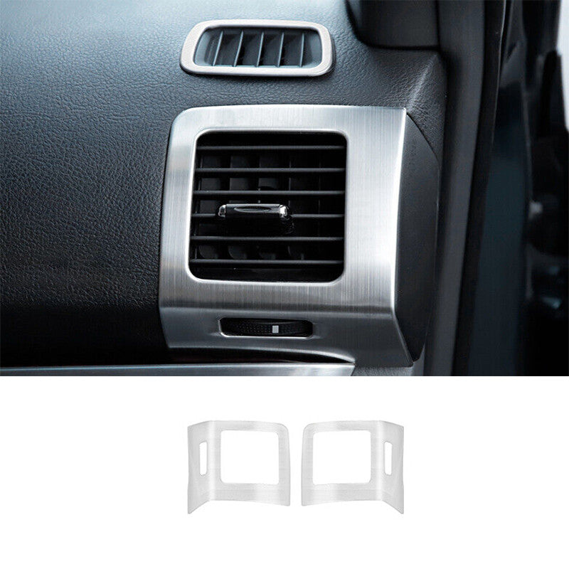 2X Console LR Air Silver Steel Outlet Vent Trim for Toyota Prado FJ/LC150 03-09