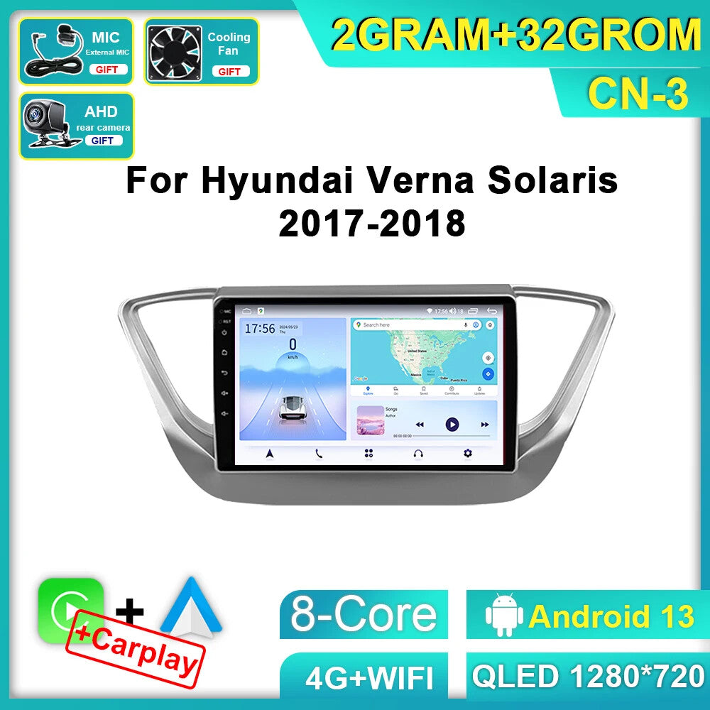 for Hyundai Solaris 2 Verna Accent 2017-2018 CarPlay Car Stereo Radio Player GPS