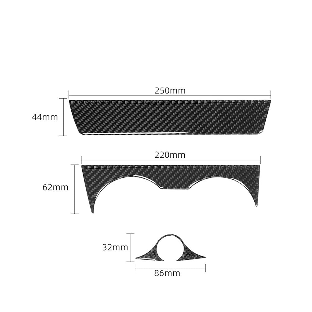 3Pcs Carbon Fiber Center Cup Holder Cover Trim for BMW X3 F25 X4 F26 2011-2017