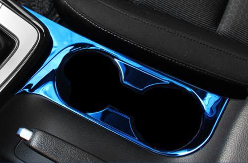Fit for Hyundai for Elantra 2016-2020 Blue Steel Middle Console Water Cup Frame Trim