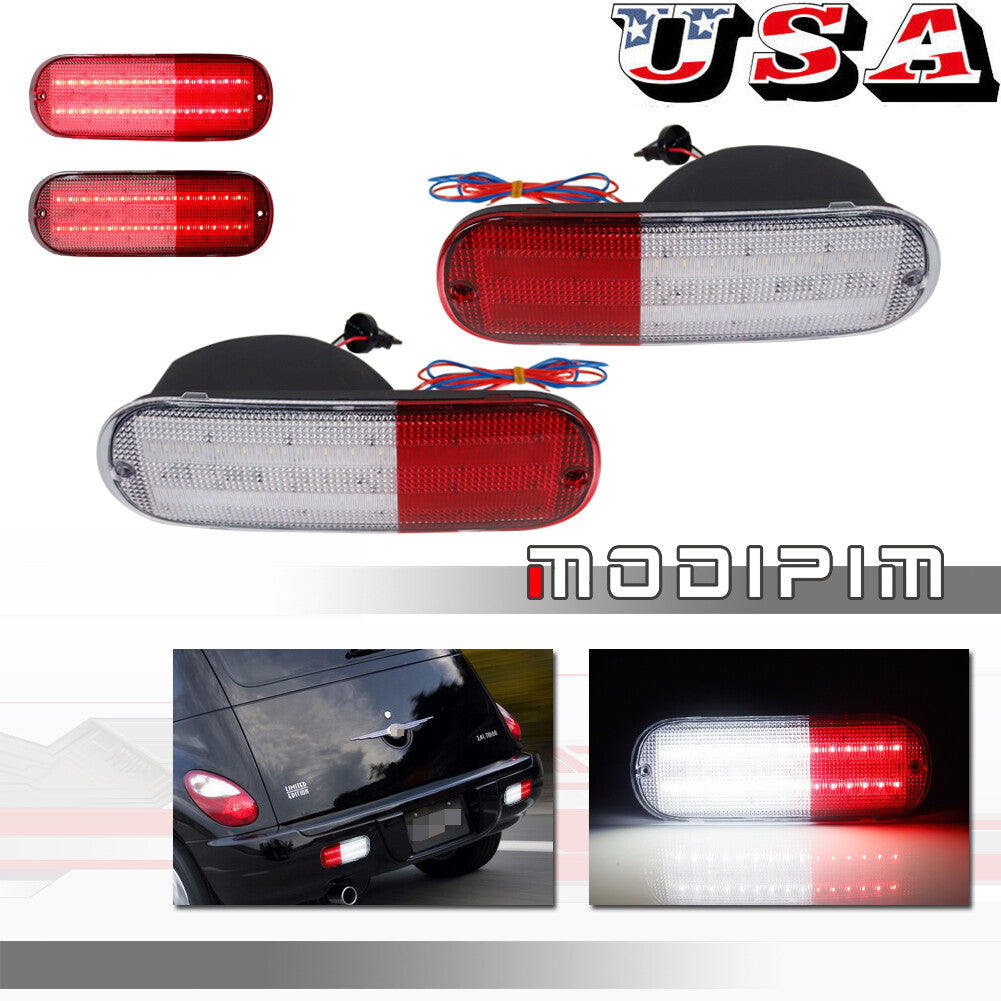 2-Piece White/Red Spare Taillights and Brake Lights for 01-05 for Chrysler PT Cruisers