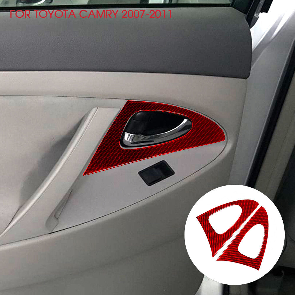 Red Carbon Fiber Rear Door Handle Panel Trim Cover for Toyota for Camry 2007-2011