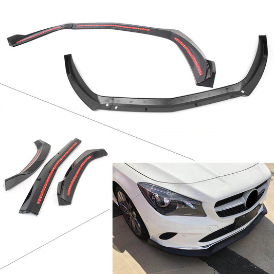 Front Bumper Lip Cover Trims Fit for Mercedes-Benz W117 2017-2019 Glossy Black