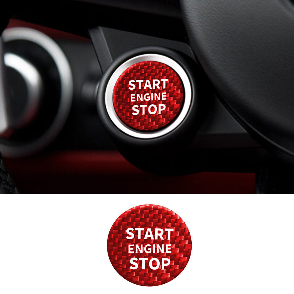 Red Carbon Fiber Engine Start Stop Button Trim for Alfa Romeo Giulia for Stelvio 17+