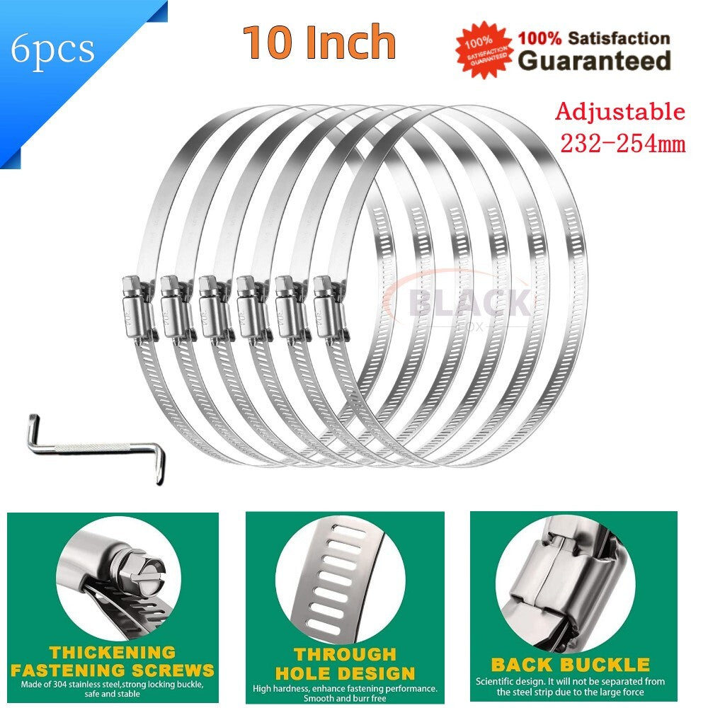 10-inch adjustable large hose clamp for dryer vent hoses and fuel lines