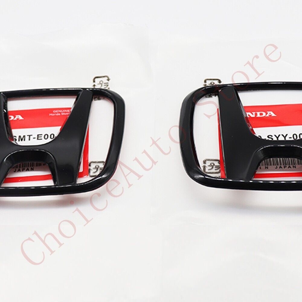 2021-2023 for Honda for Civic Front and Rear Badges H+ FE Badges Gloss Black 1 Pair