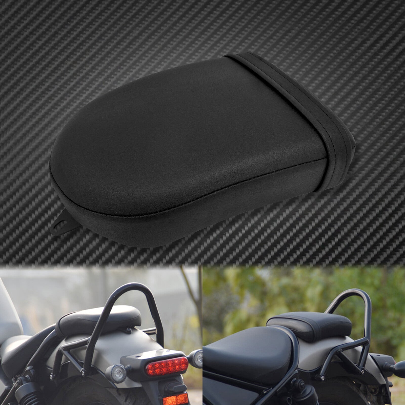 Black Rear Passenger for Seat Pillion Fits for Honda Rebel CMX300 CMX500 2017-2024
