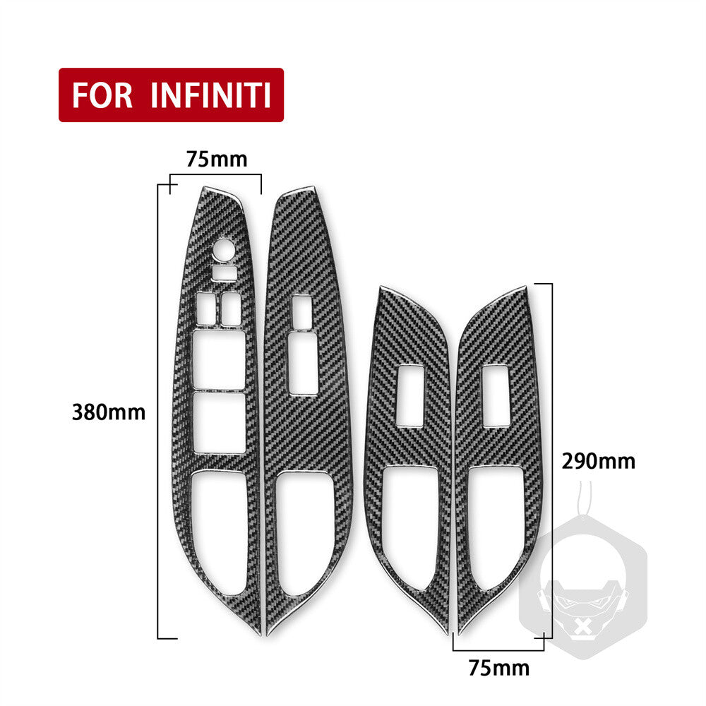 Carbon Fiber Window Lift Switch Button Trim Fit for Infiniti G37 Sedan 2007-2013