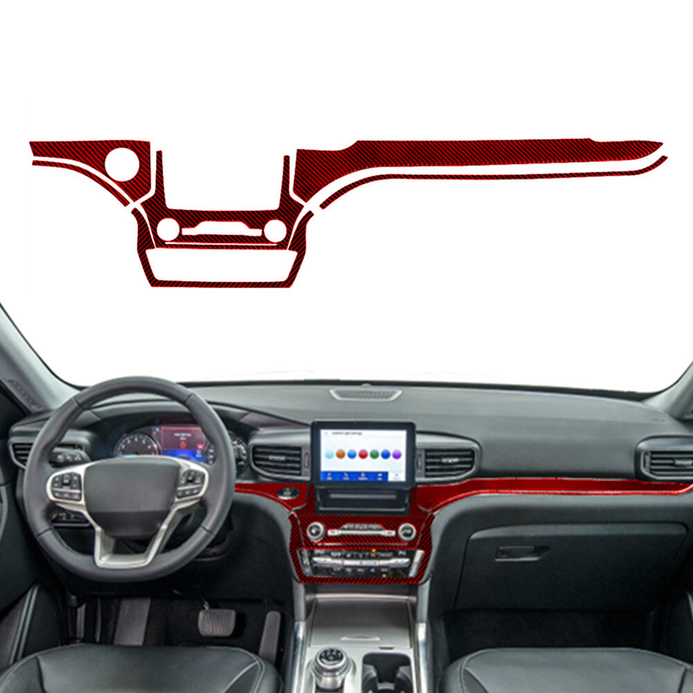 6Pcs Red Carbon Fiber Center Console Cover Trim Kit for Ford Explorer 2020-2023