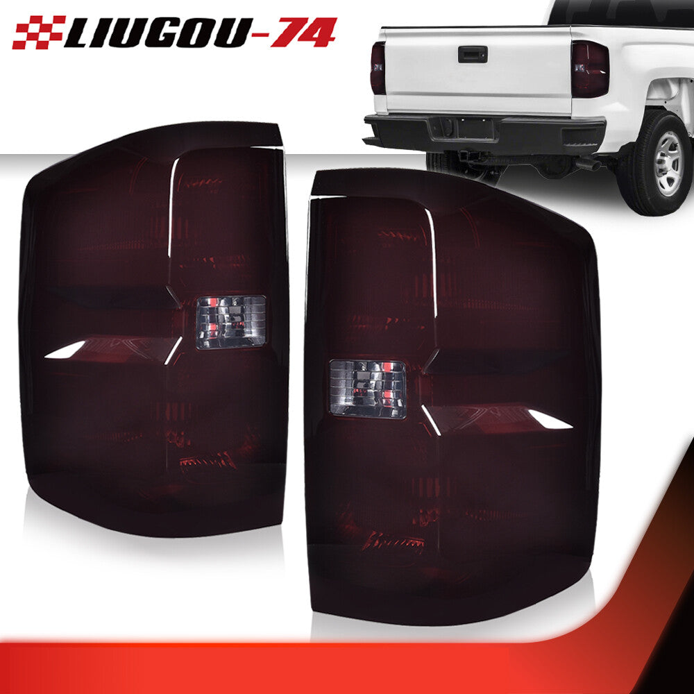 Suitable for 2014-2019 Silverado models. Smoked lens, rear taillights, brake lights, left + right