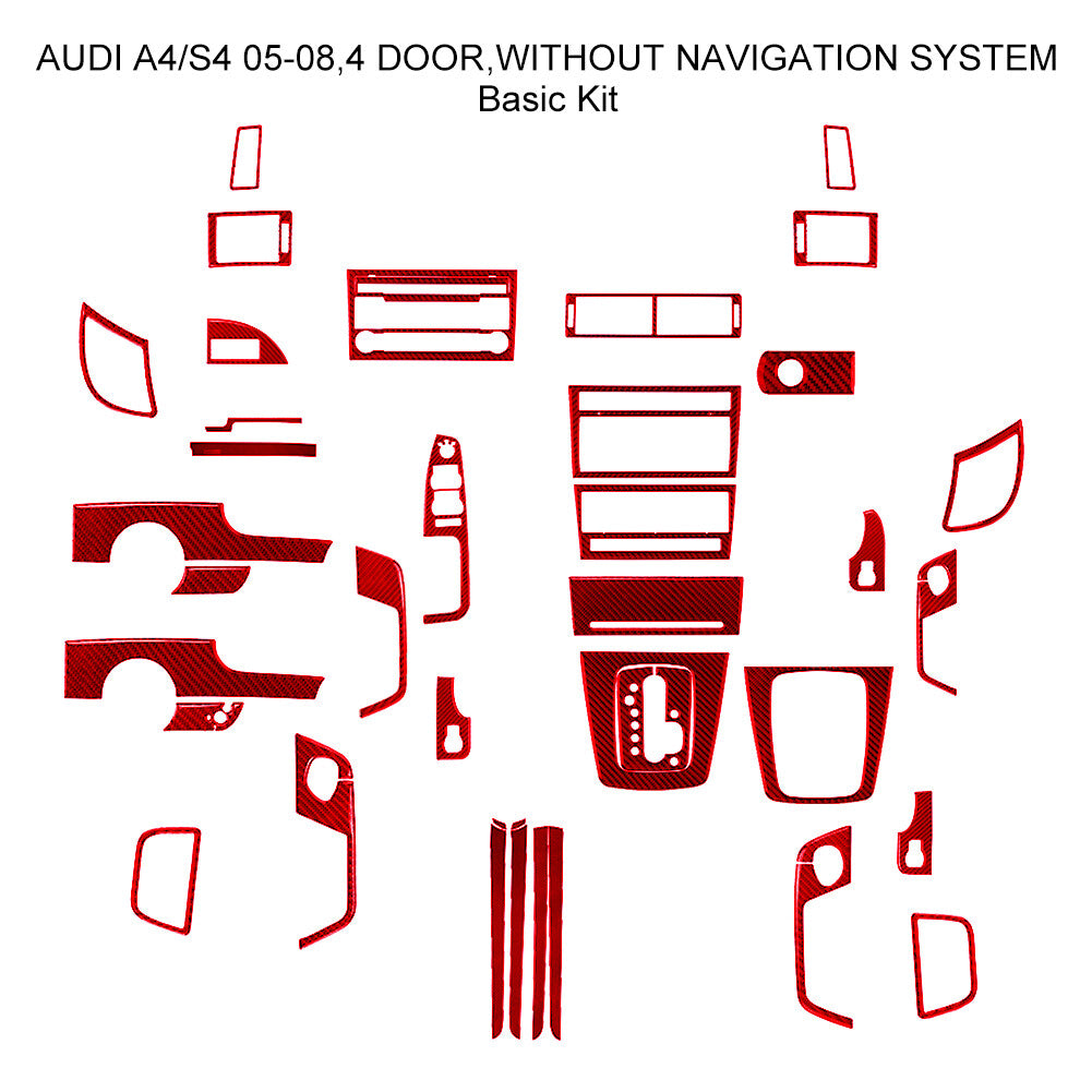 Red carbon fiber complete set interior trim for Audi A4 S4 B7 2005-2008