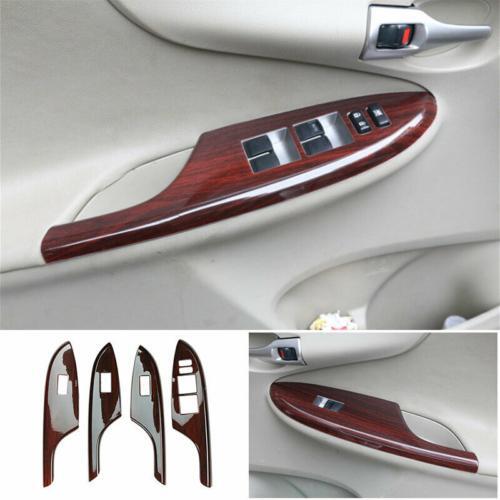 4pcs for Toyota for Corolla 07-13 Red Wood Grain Window Lift Panel Switch Cover Trim