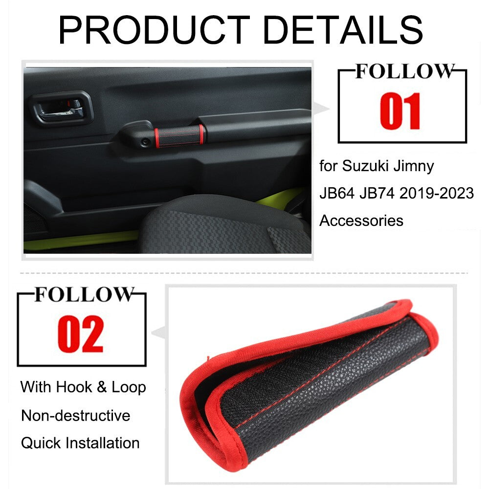 Leather Inner Door Armrest Handle Grab Protector Cover for Suzuki for Jimny 2019-23