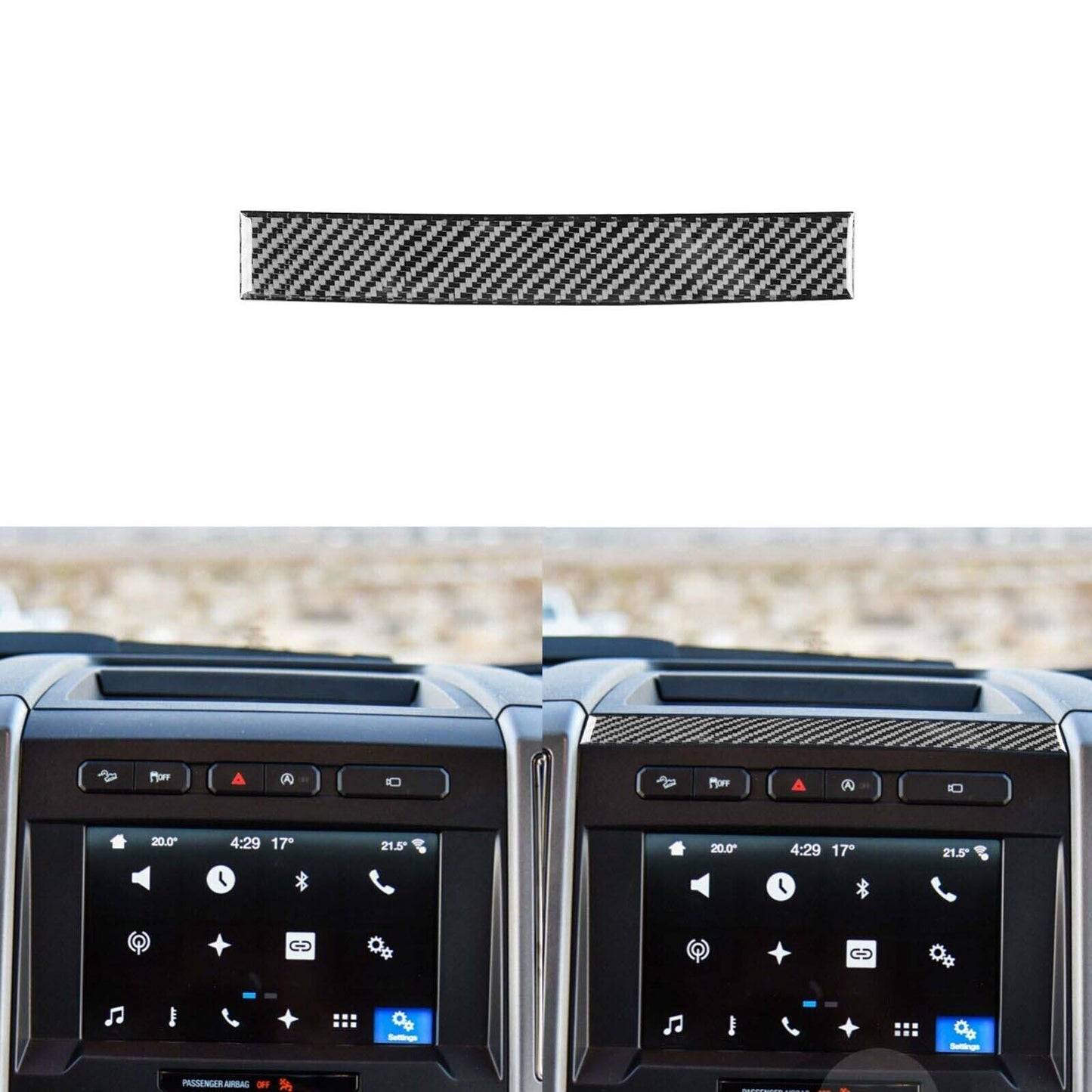 Carbon Fiber Console Navigation Cover Strip for Ford F150 F-150 15-20