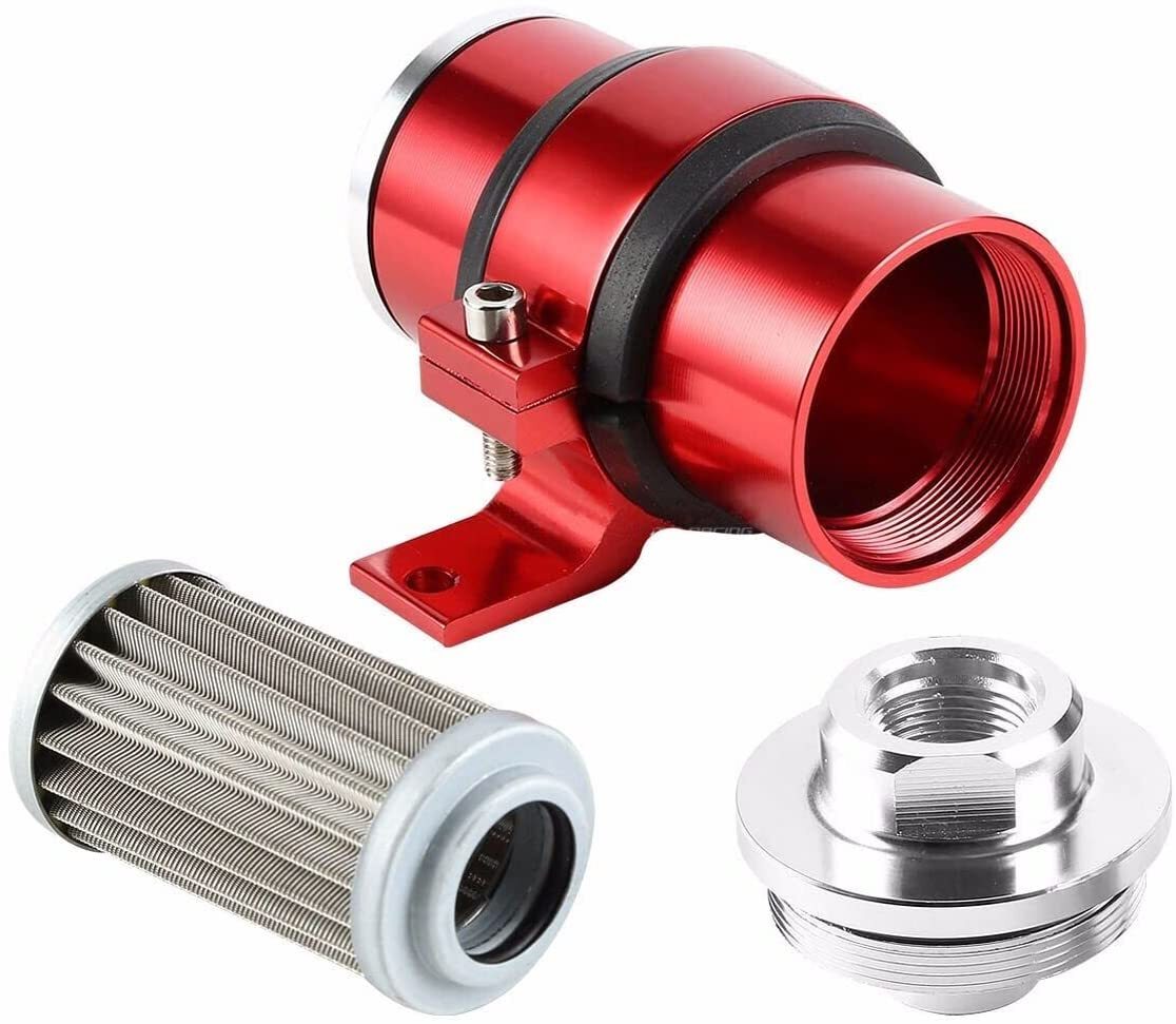 Fuel filter red 10-micron blank direct exhaust fuel/gasoline filter holder AN6/AN8/AN10