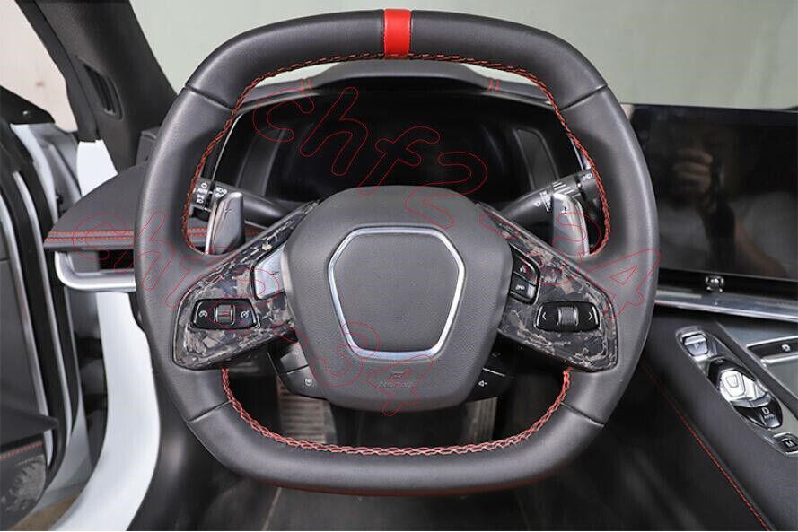for Chevrolet for Corvette C8 2020-24 Carbon Fiber forging Steering Wheel Strip Trim