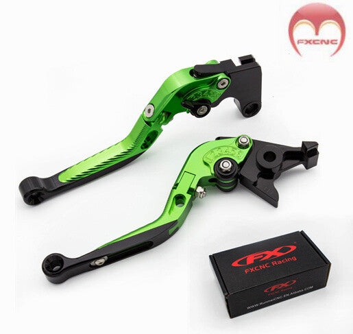 for Kawasaki ZX10R/RR/KRT 2016 - 2020: Green Folding Extended Brake Clutch Lever