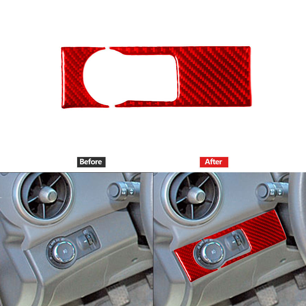 2Pcs Red Carbon Fiber Dim Light Control Cover Trim for Chevrolet Sonic 2012-2016