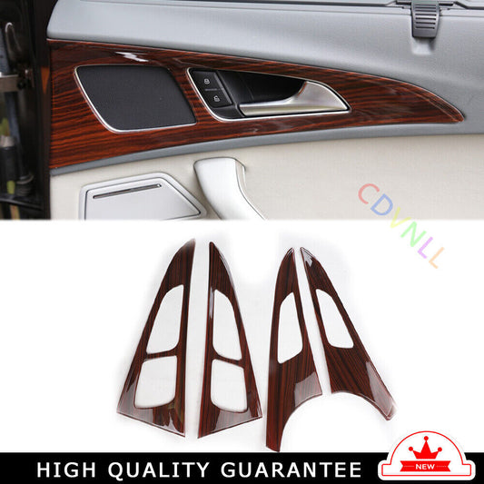 Car Inner Door Panel Cover Decor Trim 4PCS Fit for Audi A6L 2012-2018 Red Wood
