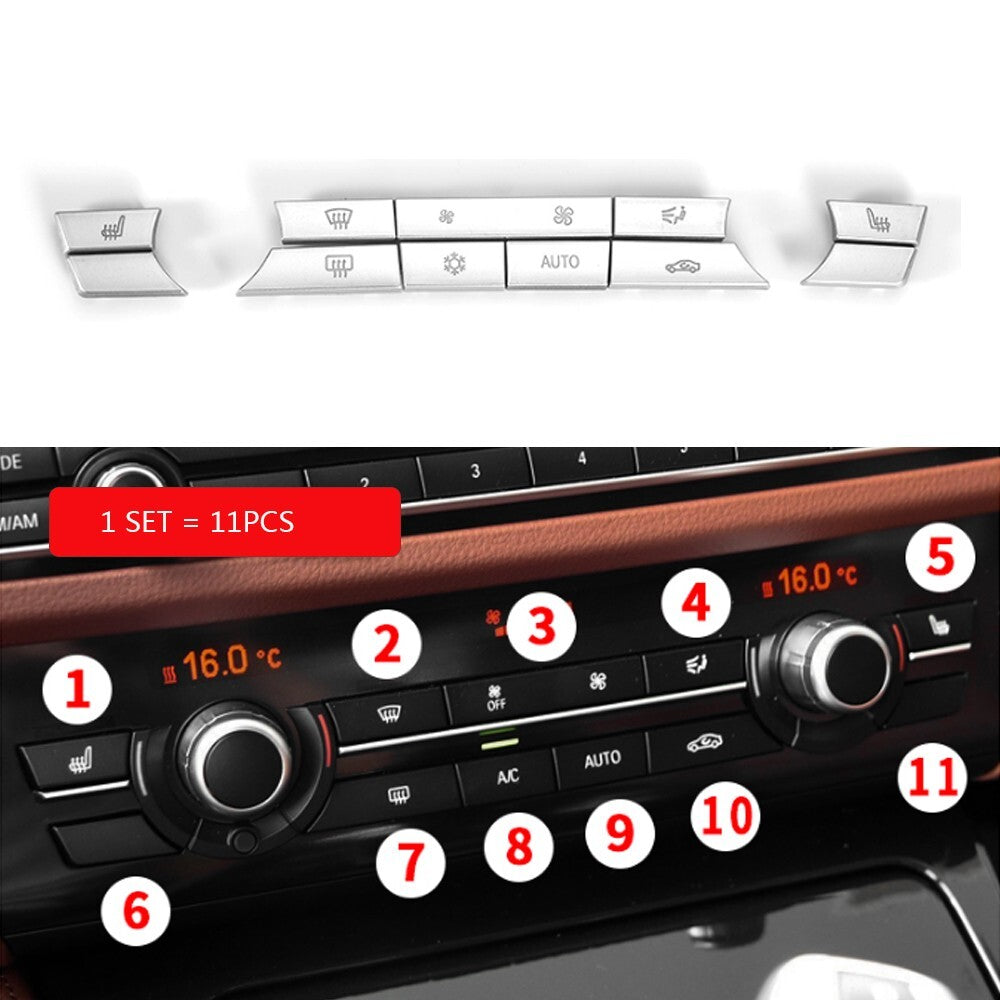 11x for BMW 5 6 7 F10 F07 F06 F01 Car Center Console Air AC Button Cover Sticker