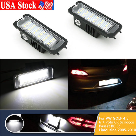 for Volkswagen for Golf 4 5 6 7 Polo 2Pcs Rear Led License Plate Number Lights Lamps
