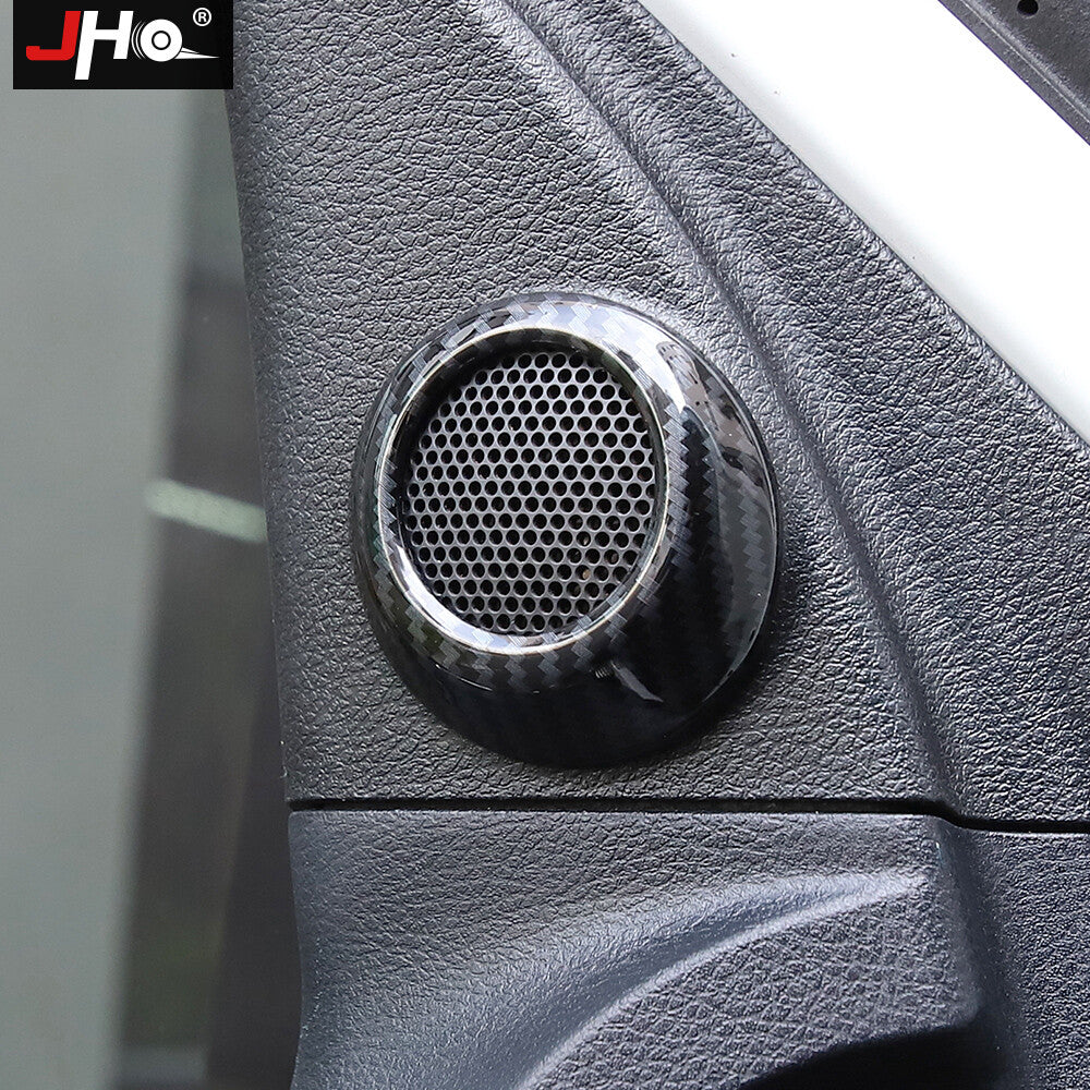 2pcs Carbon Fiber Front Door Speaker Cover Trim Black for Toyota Tundra 14-2021