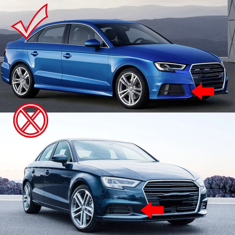 Glossy black fog light grille cover for Audi A3 8V S-LINE 2017 - 2019