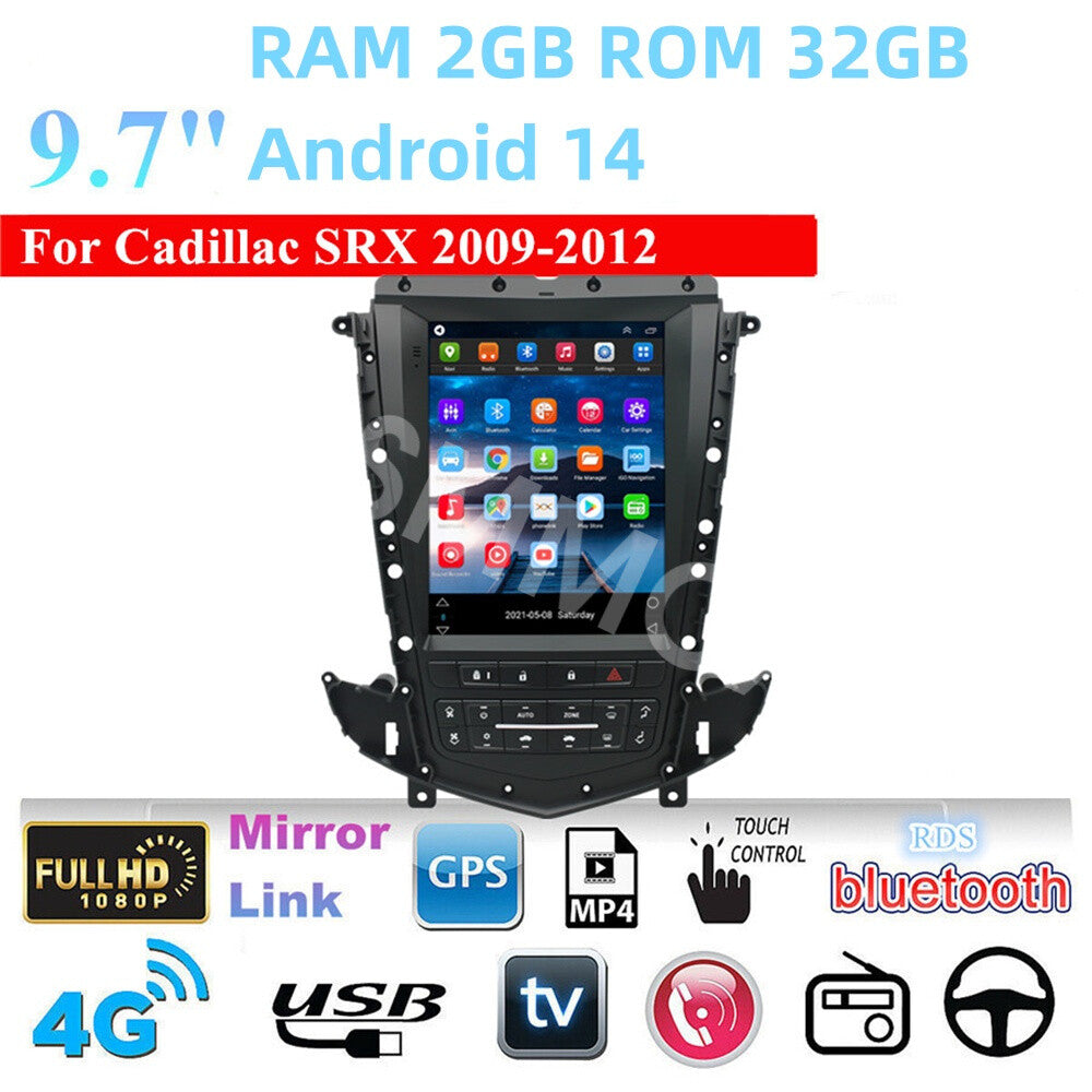 Android 14 Vertical Screen Car Radio GPS 2+32G Fit for Cadillac SRX 2009-2012