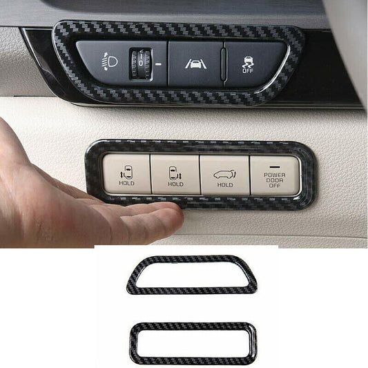 2For for Kia Carnival 2022-2023 ABS Carbon Fiber Headlight Switch Button Frame Cover
