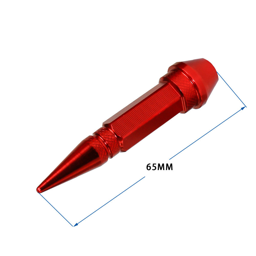 Red 4pcs Aluminum Tire Wheel Rim Valve Cap Type Spiked Air Port Dust Cover Stems