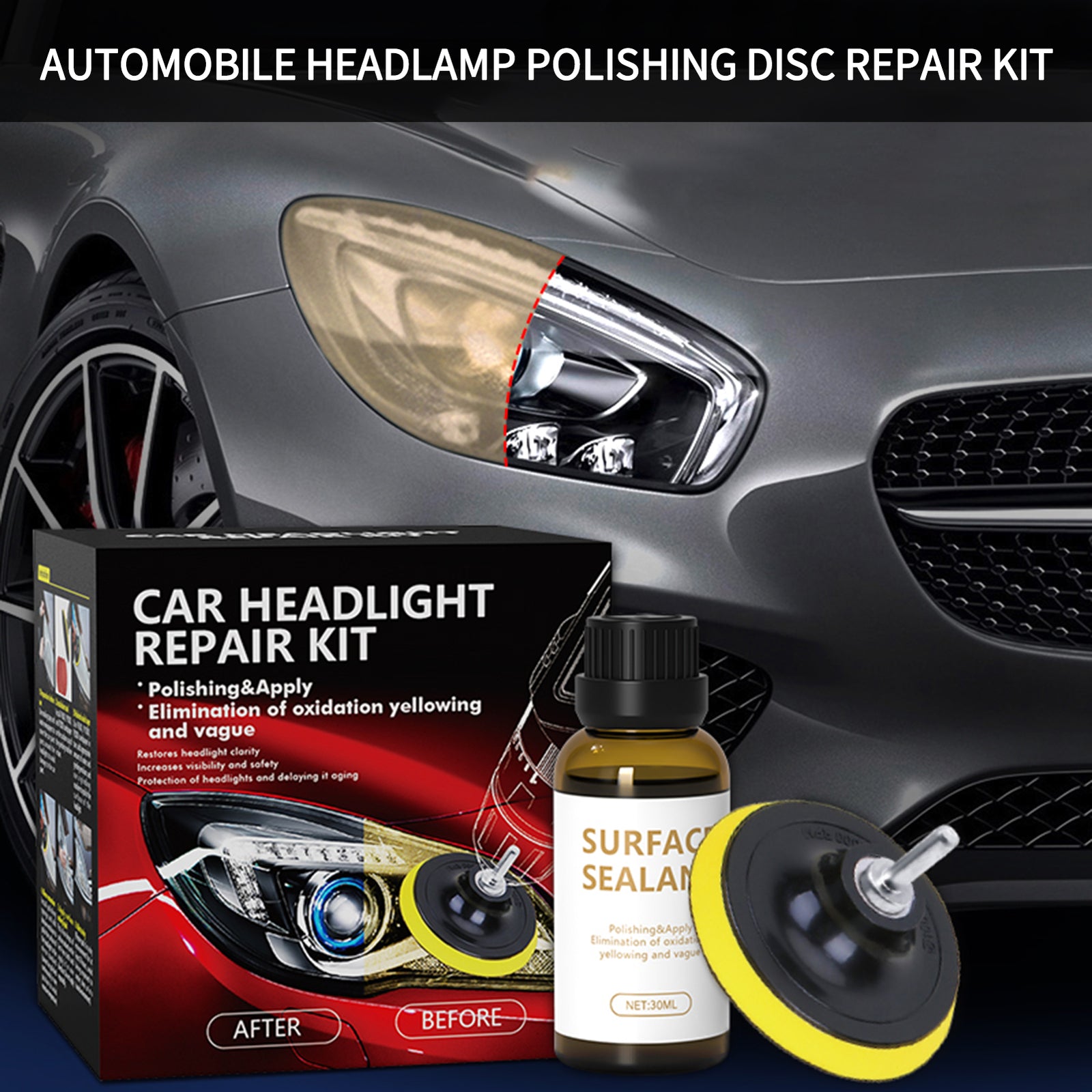 Car Headlight Restoration Kit Headlamp Lens Restore Oxidation Yellow C1W5