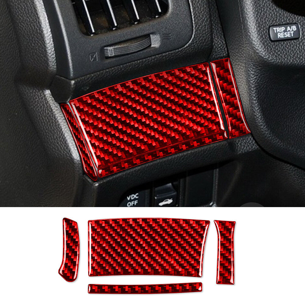 4¡ÁRed Carbon Fiber Steering Wheel Button Left Side Trim for Infiniti G37 2010-13