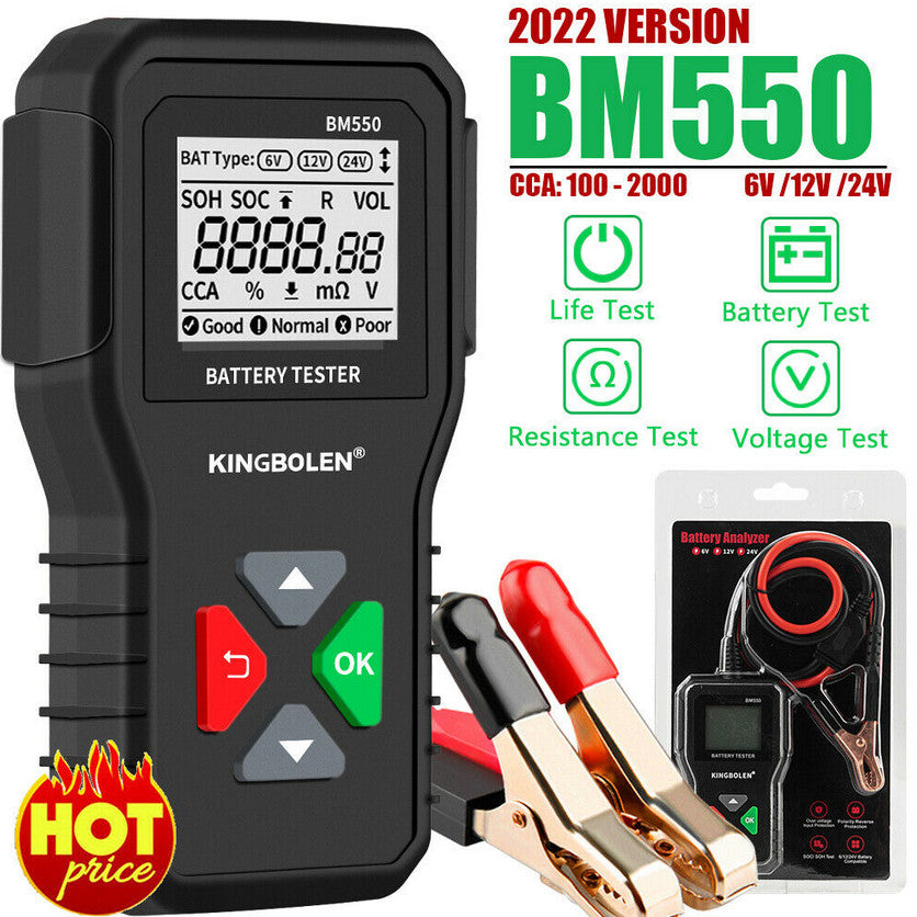 12V/24V Battery Tester, Diagnostic Tool, Scanner Analyzer 2000CCA for Chevrolet