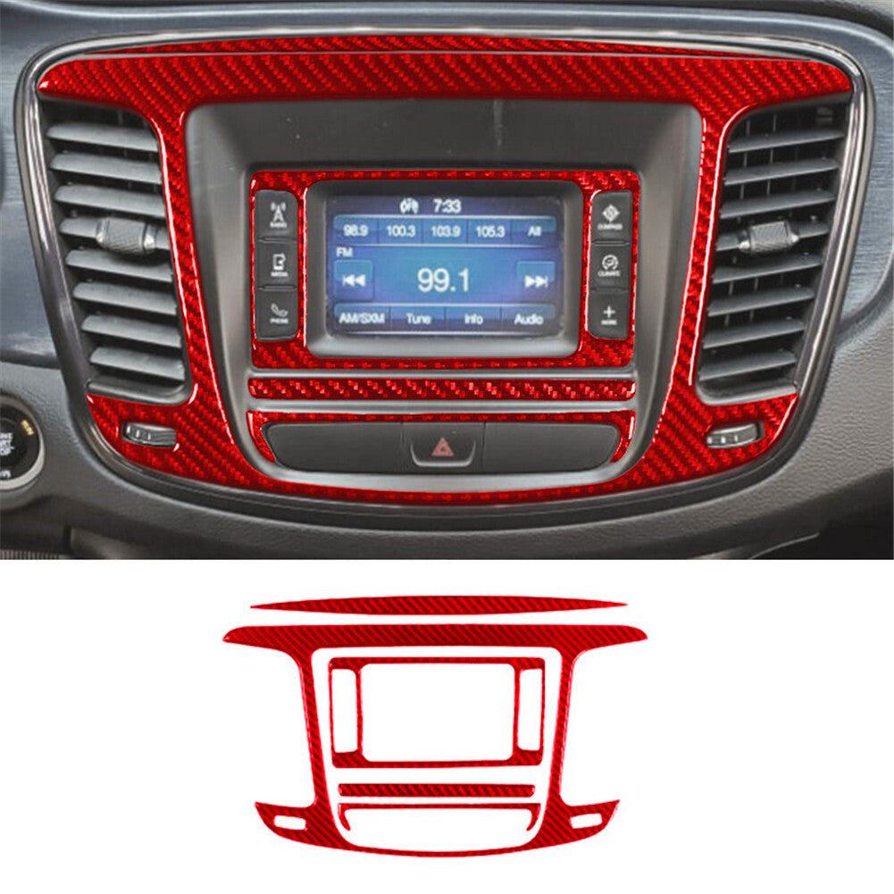 Red Carbon Fiber Interior Full Sets Cover Trim Kit for Chrysler 200 2015-2017