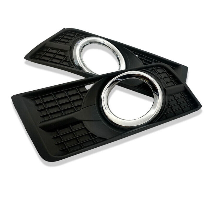 Pair of front fog light protector bezel trim with chrome accents for 2010-2016 for Cadillac SRX
