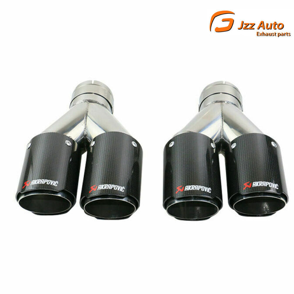 2PCS For Ak Carbon Fiber Exhaust Tip Pipe 4 Tips ID:2.5 63mm OD:3 76mm Pair
