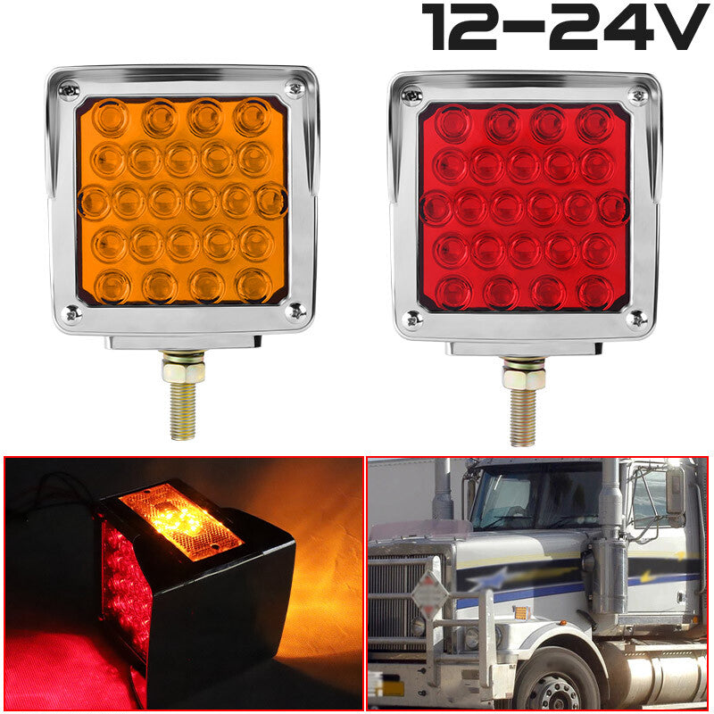2PCS Dual Face LED Marker Light Turn Signal Truck Fender Pedestal Parking Lamp