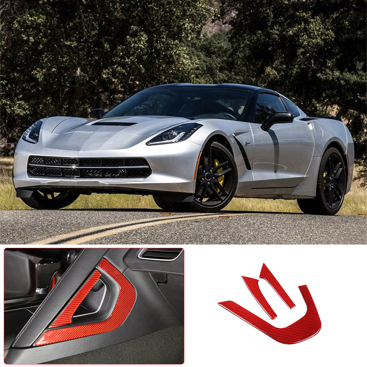 ABS carbon fiber exterior rear mirror trim for Corvette C8 2020 - 2023