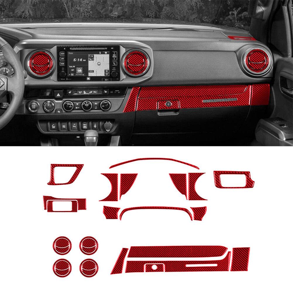 71X Red Carbon Fiber Full Interior Kit Cover Trim for Toyota Tacoma 2016-2022