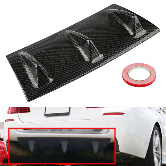 Lower rear bumper diffuser Shark 3 Fin boiler carbon fiber black universal