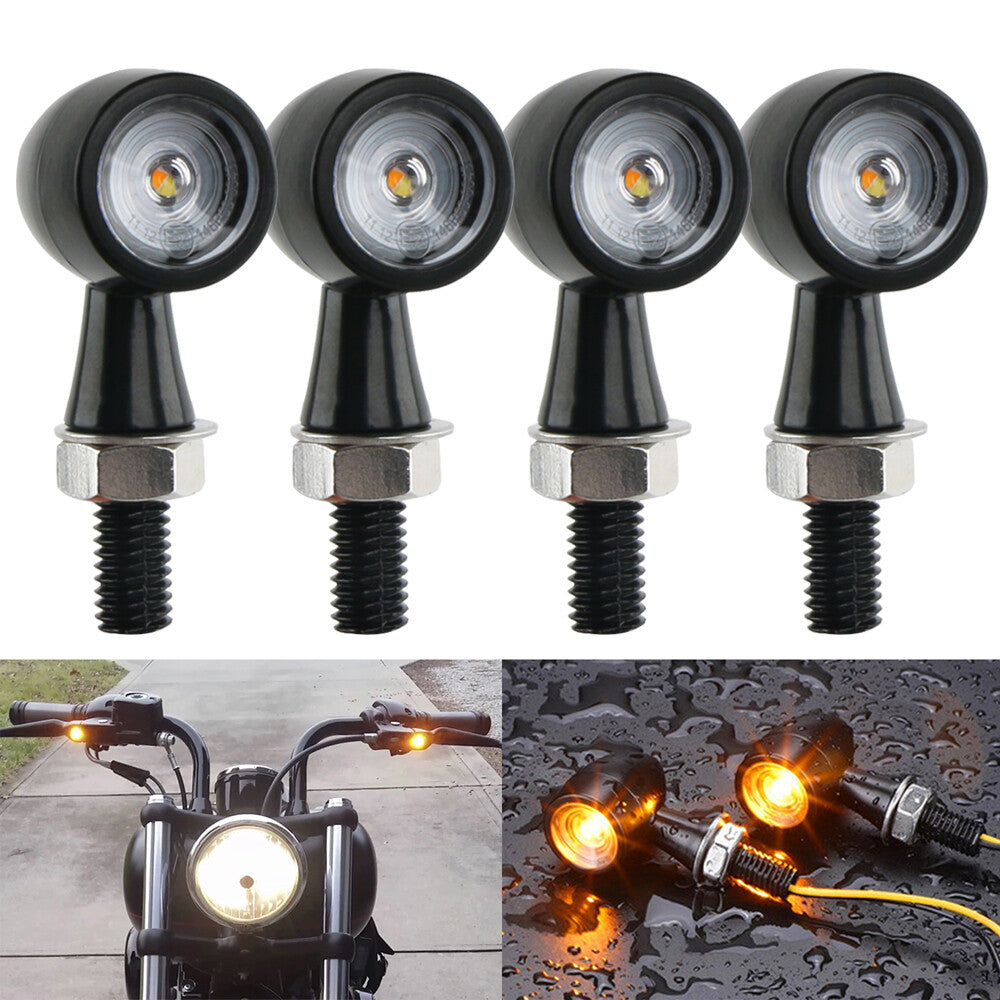 4-Piece Motorcycle LED for Mini Turn Signal Lights Flashing 8mm 12V for Bobber Cafe Racer