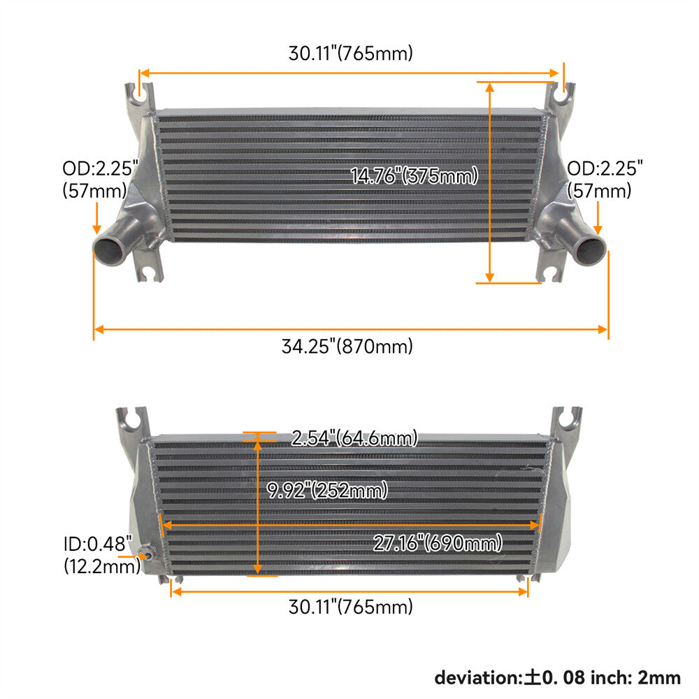 Upgraded Intercooler for Ford Ranger PX and for Mazda BT50 3.2L 2012+ Silver