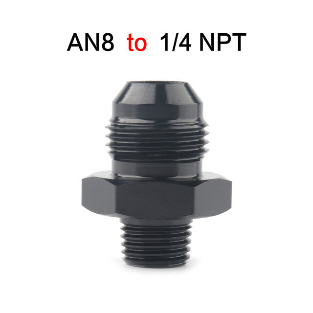 2Pcs 1/4 NPT to 8AN Adapter Pipe Thread to AN8 Male Flare Fitting Black