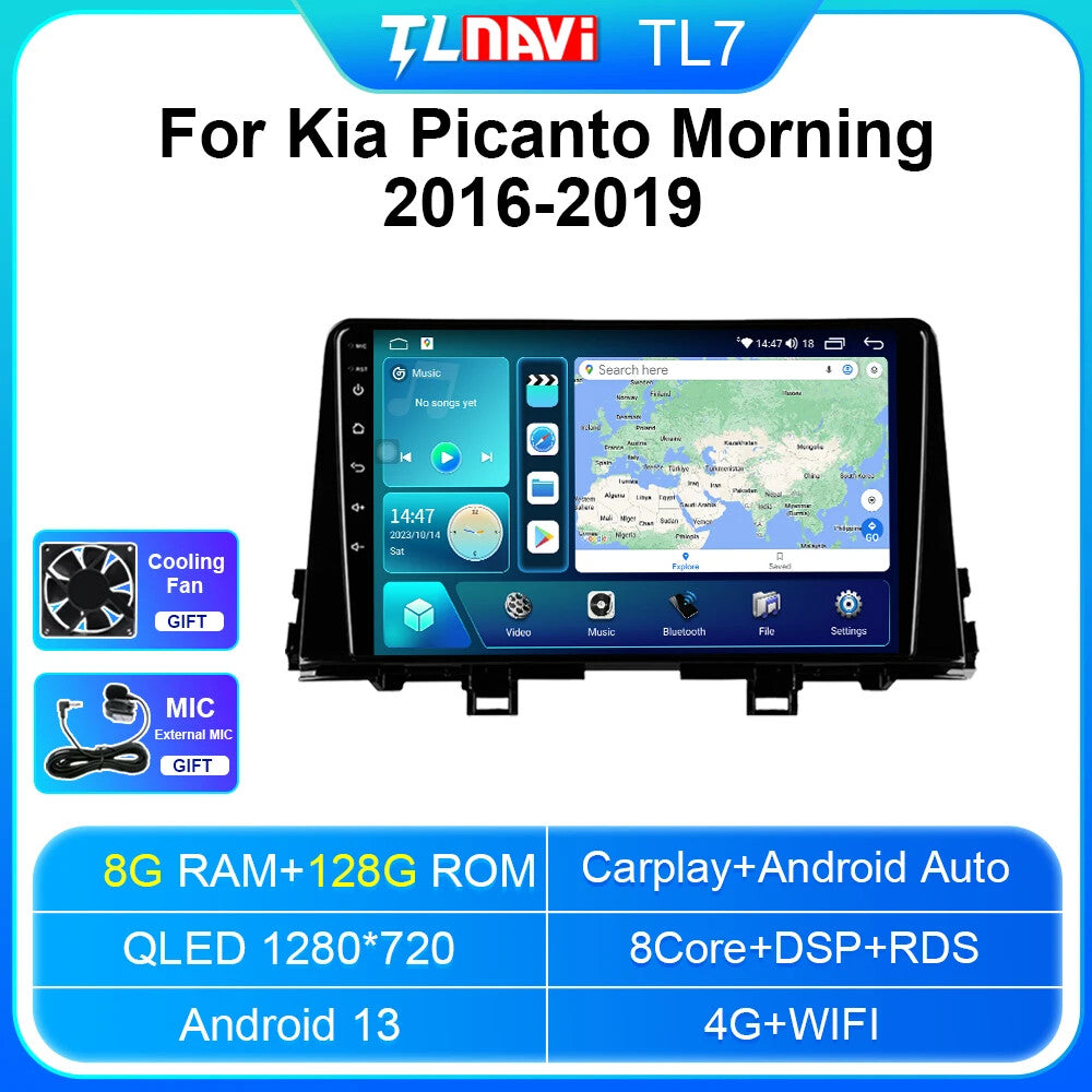 for KIA PICANTO Morning 2016-2019 Multimedia Stereo Car Player Navi GPS Radio 4G
