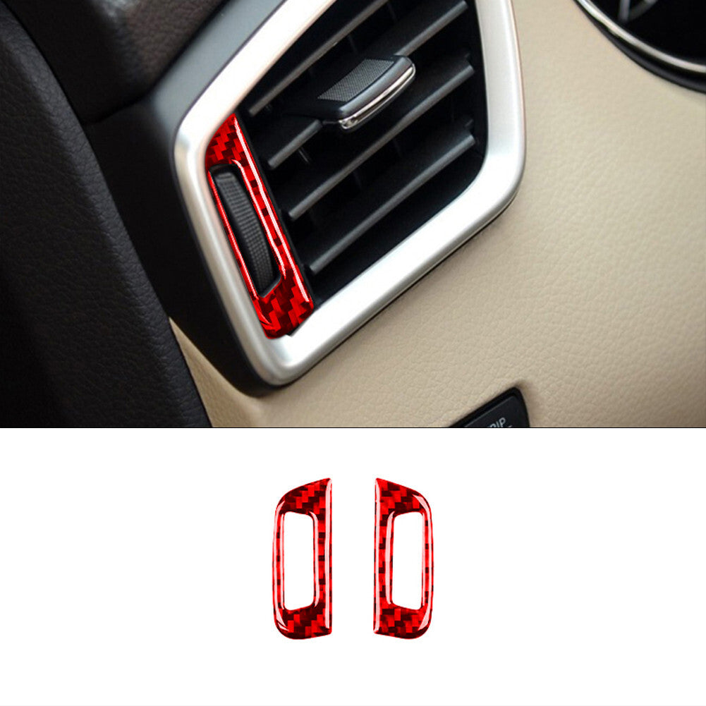 2X Red Carbon Fiber Front Dash Air Adjusts Cover Trim for Nissan Rogue 2014-16