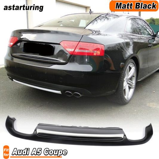PU Rear Bumper Diffuser Lower Spoiler W/ Silver Strip for Audi A5 Coupe 2009-11