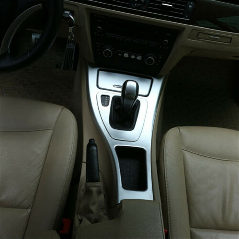 Silver ABS Central Console Gear Shift Panel Trim for BMW 3 Series E90 2005-2012