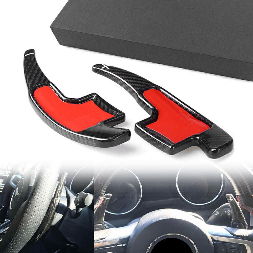 2x Carbon Fiber Steering Wheel Paddle Shift Shifer Fit for Ford for Mustang 2015-2017 16