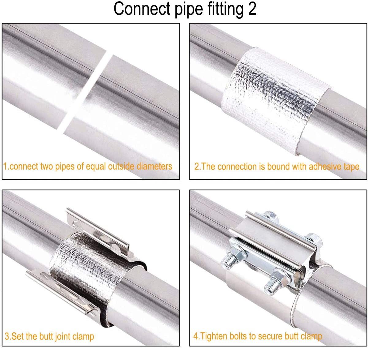 2.5-inch exhaust clip, 2.5-inch Butt connector with clip for exhaust coupler to prevent leaks.